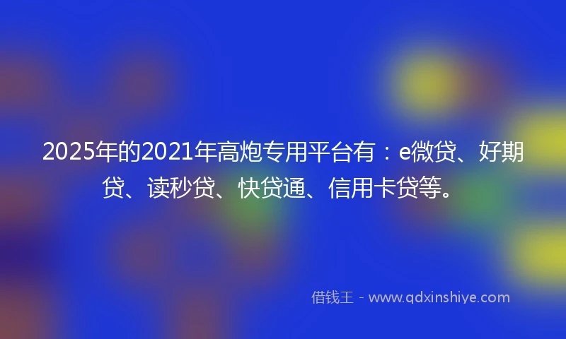 2025年的2021年高炮专用平台有：e微贷、好期贷、读秒贷、快贷通、信用卡贷等。