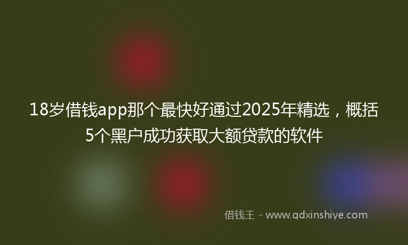 18岁借钱app那个最快好通过2025年精选，概括5个黑户成功获取大额贷款的软件