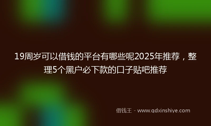 19周岁可以借钱的平台有哪些呢2025年推荐，整理5个黑户必下款的口子贴吧推荐