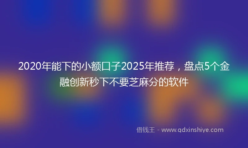 2020年能下的小额口子2025年推荐，盘点5个金融创新秒下不要芝麻分的软件