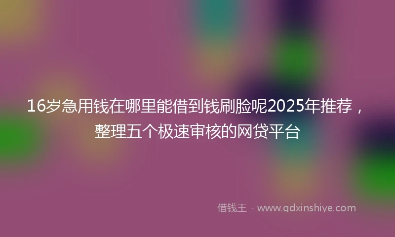 16岁急用钱在哪里能借到钱刷脸呢2025年推荐，整理五个极速审核的网贷平台