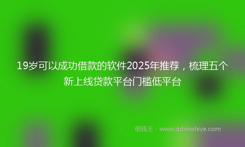 19岁可以成功借款的软件2025年推荐，梳理五个新上线贷款平台门槛低平台
