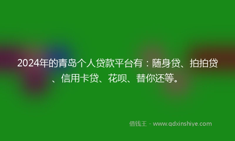 2024年的青岛个人贷款平台有：随身贷、拍拍贷、信用卡贷、花呗、替你还等。