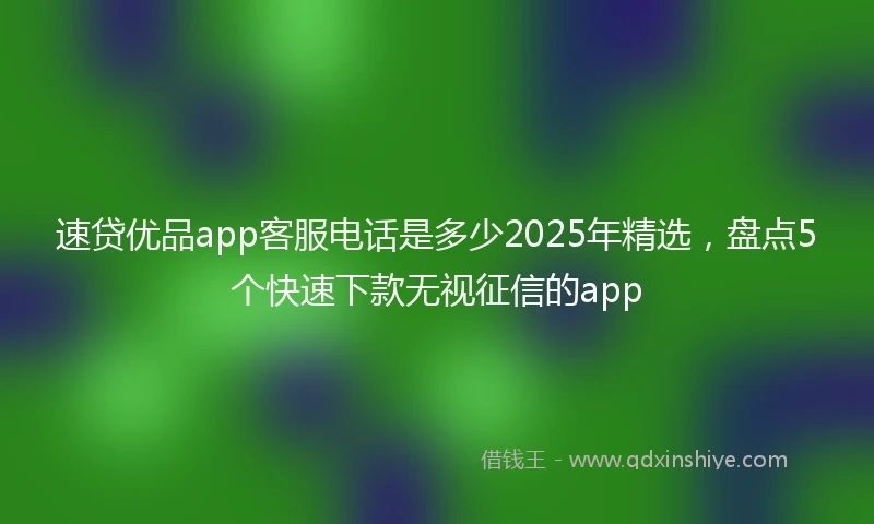 速贷优品app客服电话是多少2025年精选，盘点5个快速下款无视征信的app