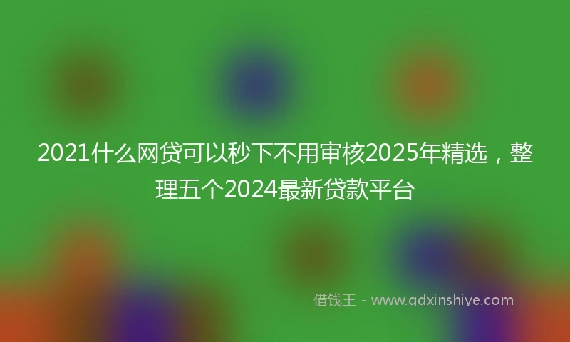 2021什么网贷可以秒下不用审核2025年精选，整理五个2024最新贷款平台