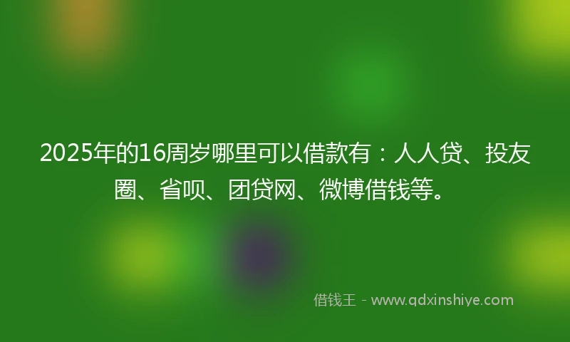 2025年的16周岁哪里可以借款有：人人贷、投友圈、省呗、团贷网、微博借钱等。