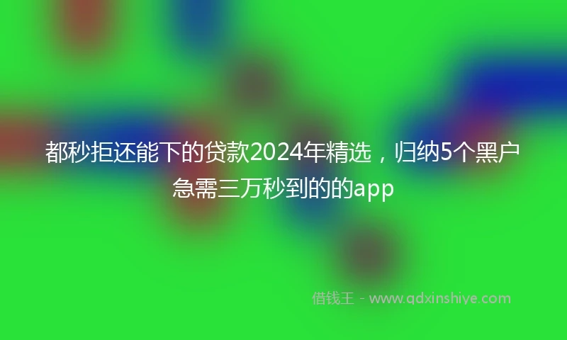都秒拒还能下的贷款2024年精选，归纳5个黑户急需三万秒到的的app