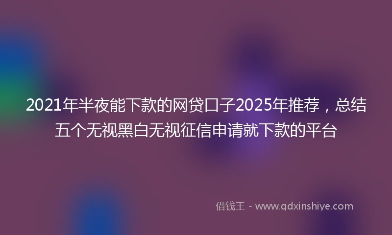 2021年半夜能下款的网贷口子2025年推荐，总结五个无视黑白无视征信申请就下款的平台