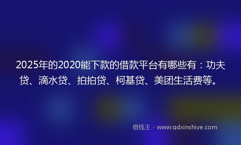 2025年的2020能下款的借款平台有哪些有：功夫贷、滴水贷、拍拍贷、柯基贷、美团生活费等。