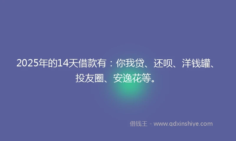 2025年的14天借款有：你我贷、还呗、洋钱罐、投友圈、安逸花等。