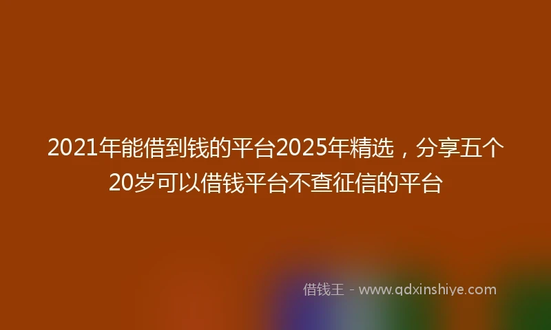 2021年能借到钱的平台2025年精选，分享五个20岁可以借钱平台不查征信的平台