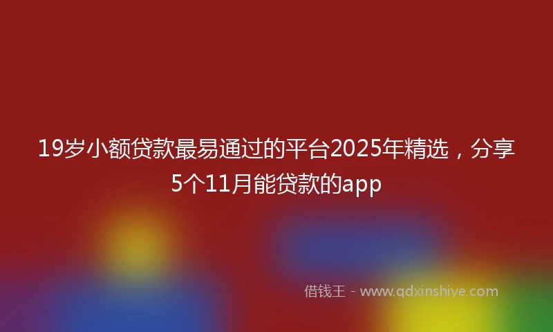 19岁小额贷款最易通过的平台2025年精选，分享5个11月能贷款的app