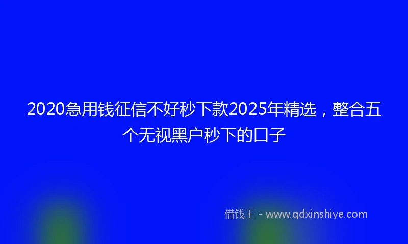 2020急用钱征信不好秒下款2025年精选，整合五个无视黑户秒下的口子