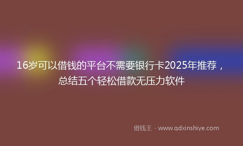 16岁可以借钱的平台不需要银行卡2025年推荐，总结五个轻松借款无压力软件