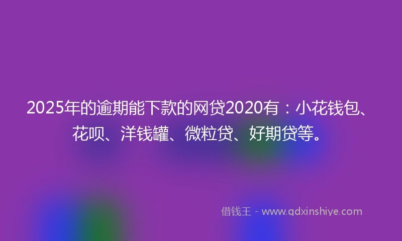 2025年的逾期能下款的网贷2020有：小花钱包、花呗、洋钱罐、微粒贷、好期贷等。