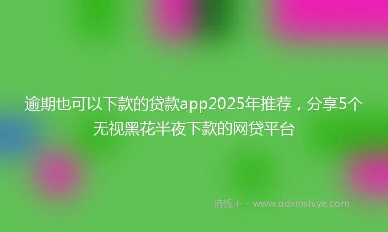 逾期也可以下款的贷款app2025年推荐，分享5个无视黑花半夜下款的网贷平台
