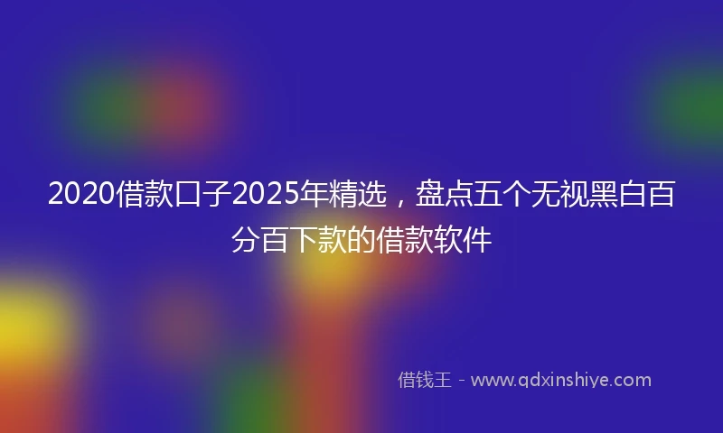 2020借款口子2025年精选，盘点五个无视黑白百分百下款的借款软件