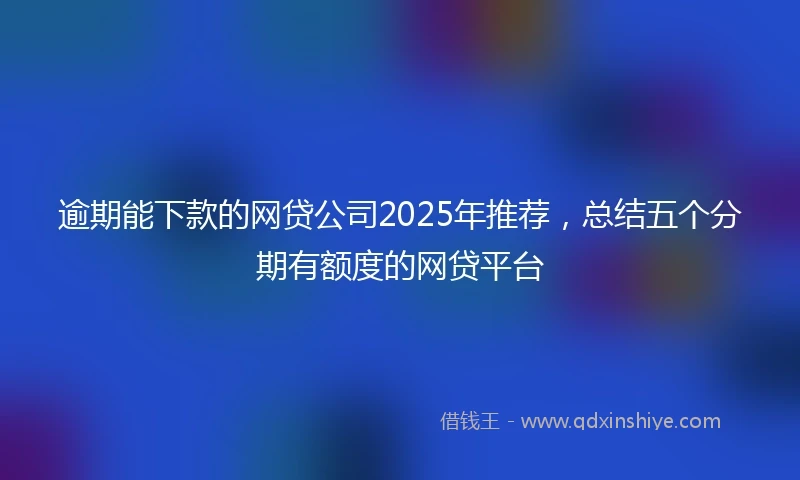 逾期能下款的网贷公司2025年推荐，总结五个分期有额度的网贷平台