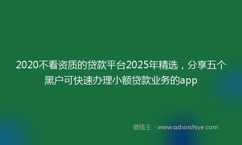 2020不看资质的贷款平台2025年精选，分享五个黑户可快速办理小额贷款业务的app