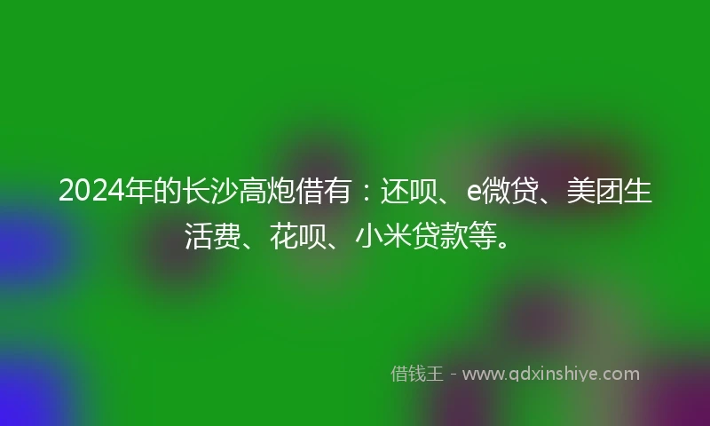 2024年的长沙高炮借有：还呗、e微贷、美团生活费、花呗、小米贷款等。