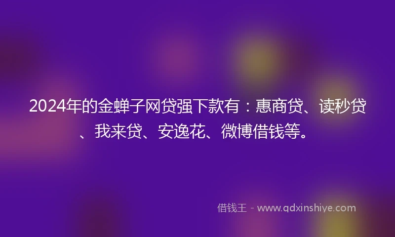 2024年的金蝉子网贷强下款有：惠商贷、读秒贷、我来贷、安逸花、微博借钱等。
