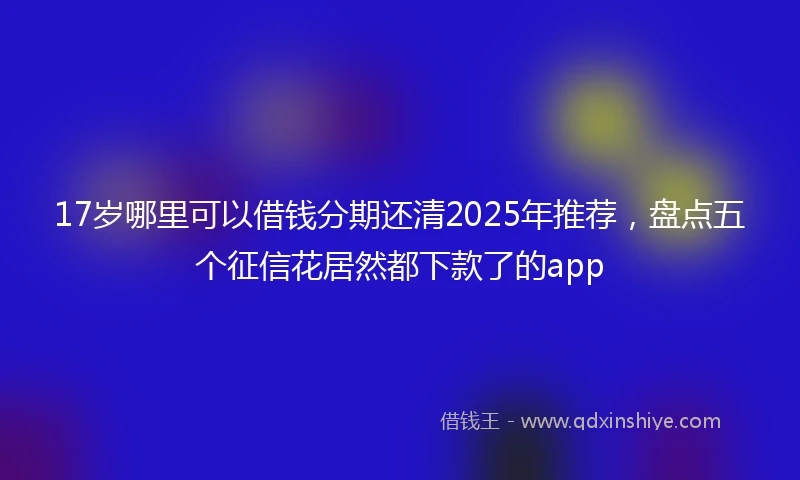 17岁哪里可以借钱分期还清2025年推荐，盘点五个征信花居然都下款了的app