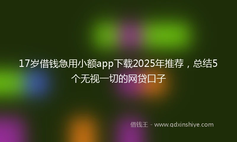 17岁借钱急用小额app下载2025年推荐，总结5个无视一切的网贷口子