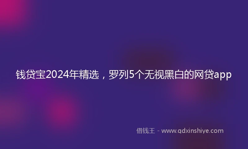 钱贷宝2024年精选，罗列5个无视黑白的网贷app