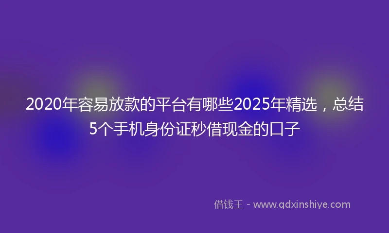 2020年容易放款的平台有哪些2025年精选，总结5个手机身份证秒借现金的口子