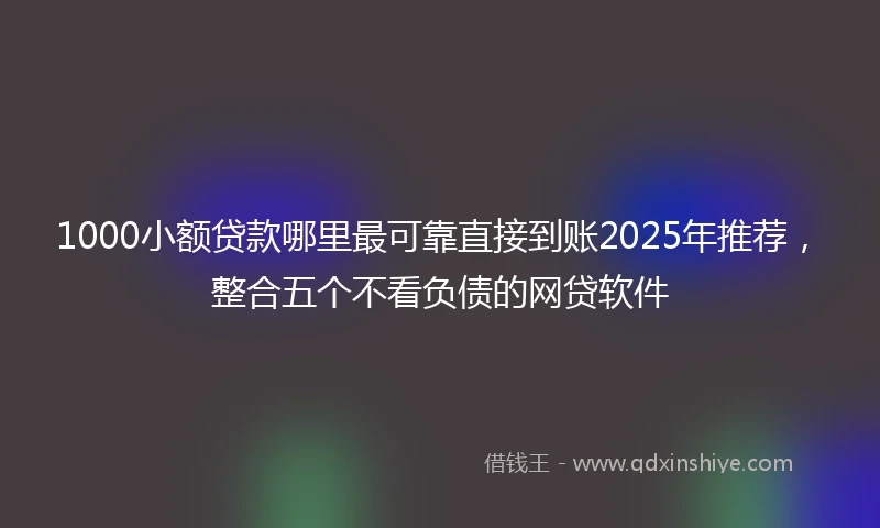 1000小额贷款哪里最可靠直接到账2025年推荐，整合五个不看负债的网贷软件