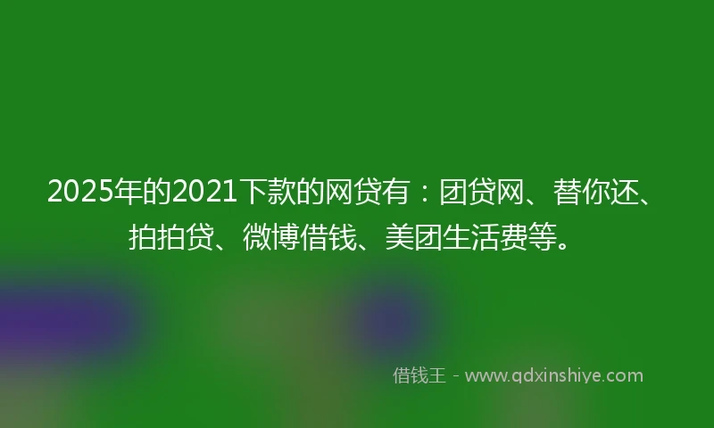 2025年的2021下款的网贷有：团贷网、替你还、拍拍贷、微博借钱、美团生活费等。