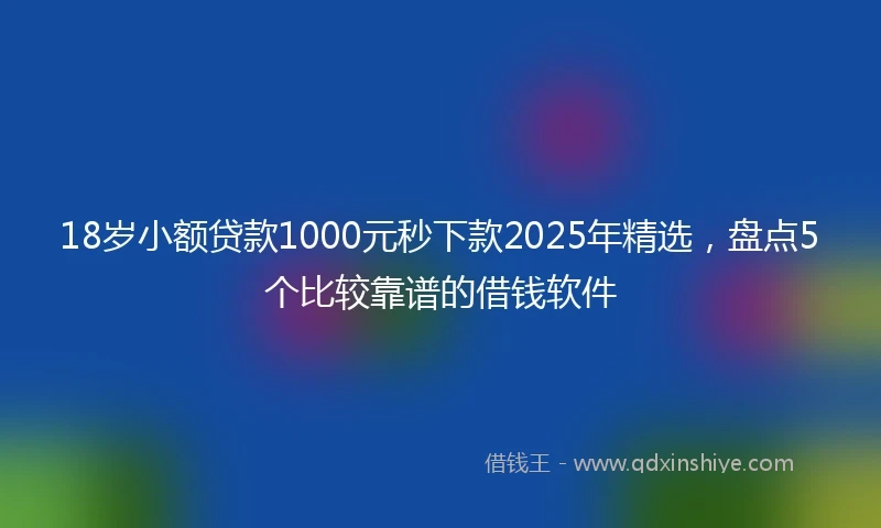 18岁小额贷款1000元秒下款2025年精选，盘点5个比较靠谱的借钱软件