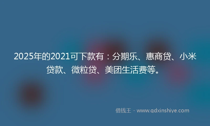 2025年的2021可下款有：分期乐、惠商贷、小米贷款、微粒贷、美团生活费等。