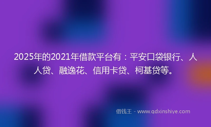 2025年的2021年借款平台有：平安口袋银行、人人贷、融逸花、信用卡贷、柯基贷等。