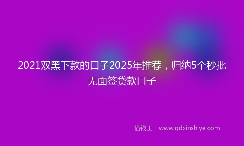 2021双黑下款的口子2025年推荐，归纳5个秒批无面签贷款口子