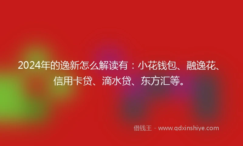 2024年的逸新怎么解读有：小花钱包、融逸花、信用卡贷、滴水贷、东方汇等。