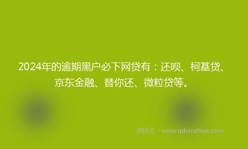 2024年的逾期黑户必下网贷有：还呗、柯基贷、京东金融、替你还、微粒贷等。