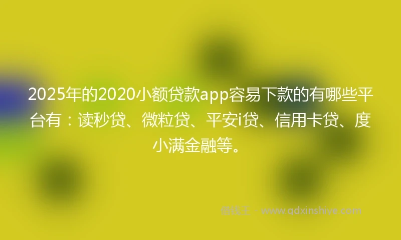 2025年的2020小额贷款app容易下款的有哪些平台有：读秒贷、微粒贷、平安i贷、信用卡贷、度小满金融等。