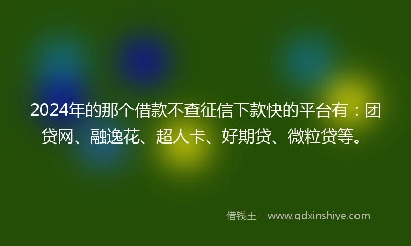 2024年的那个借款不查征信下款快的平台有：团贷网、融逸花、超人卡、好期贷、微粒贷等。