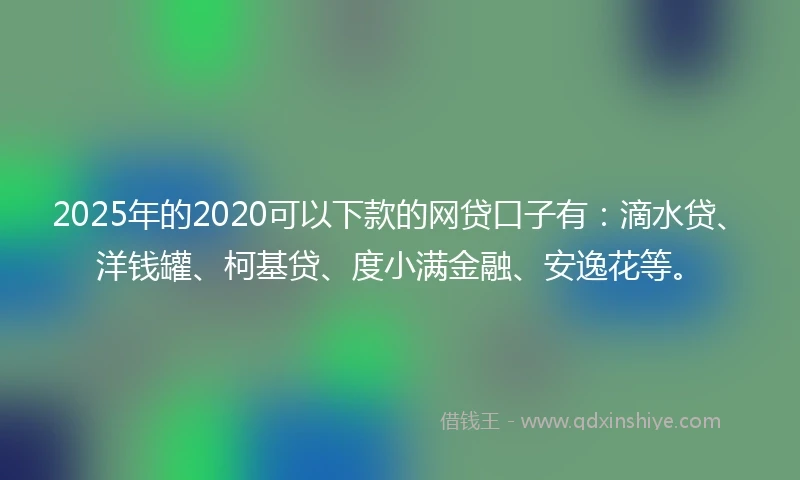 2025年的2020可以下款的网贷口子有：滴水贷、洋钱罐、柯基贷、度小满金融、安逸花等。