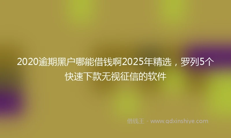 2020逾期黑户哪能借钱啊2025年精选，罗列5个快速下款无视征信的软件