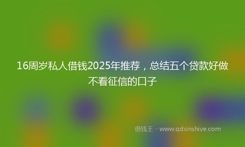 16周岁私人借钱2025年推荐，总结五个贷款好做不看征信的口子
