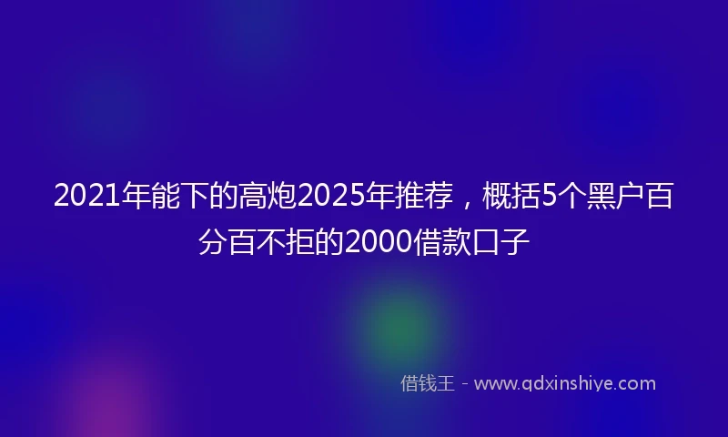 2021年能下的高炮2025年推荐，概括5个黑户百分百不拒的2000借款口子
