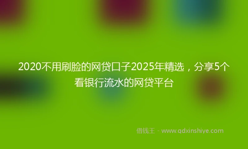 2020不用刷脸的网贷口子2025年精选，分享5个看银行流水的网贷平台
