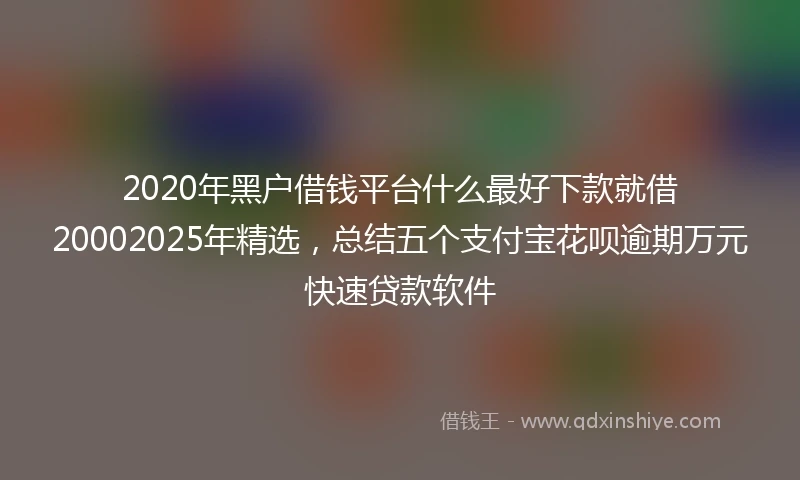 2020年黑户借钱平台什么最好下款就借20002025年精选，总结五个支付宝花呗逾期万元快速贷款软件
