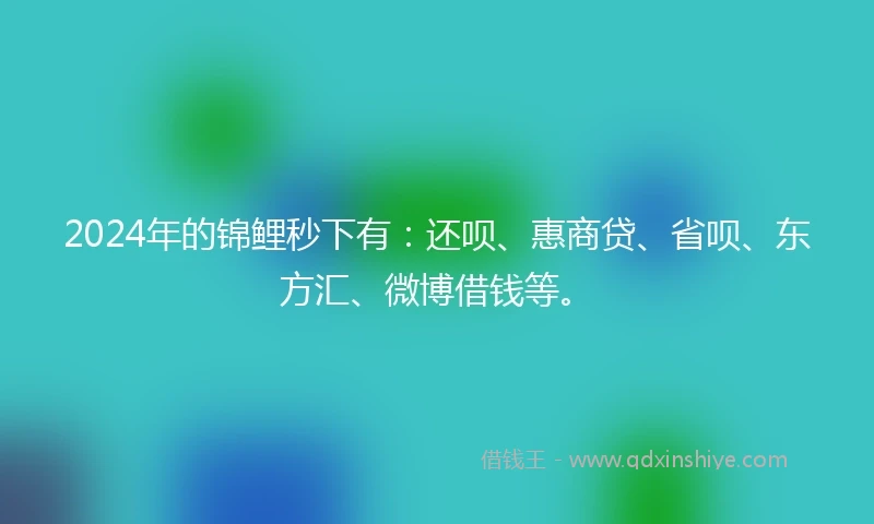2024年的锦鲤秒下有：还呗、惠商贷、省呗、东方汇、微博借钱等。