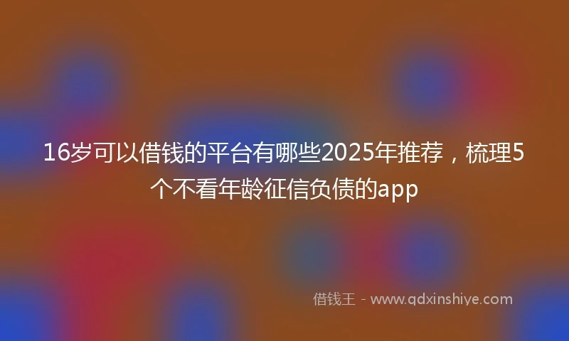 16岁可以借钱的平台有哪些2025年推荐，梳理5个不看年龄征信负债的app