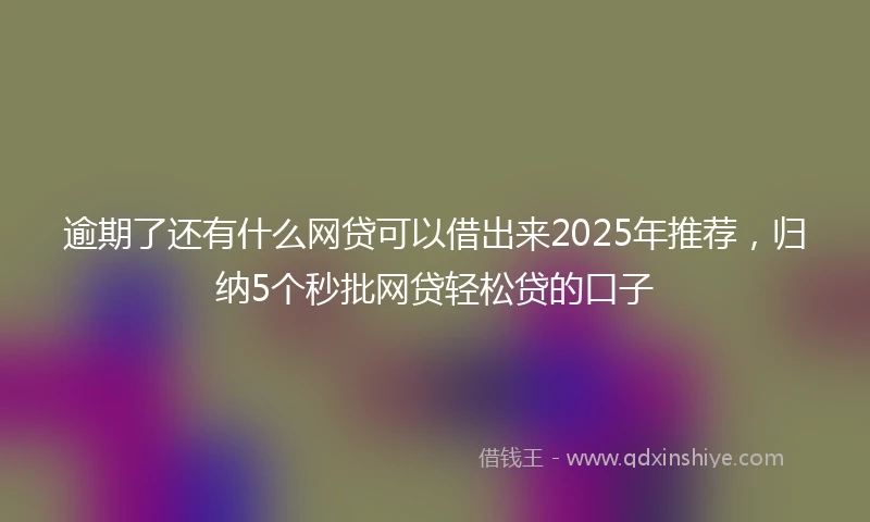 逾期了还有什么网贷可以借出来2025年推荐，归纳5个秒批网贷轻松贷的口子