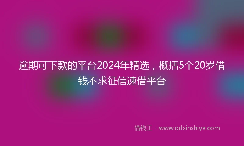 逾期可下款的平台2024年精选，概括5个20岁借钱不求征信速借平台
