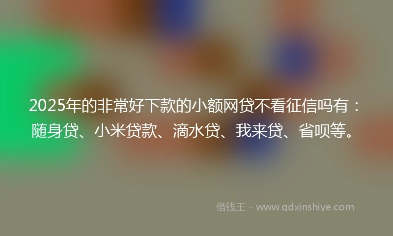 2025年的非常好下款的小额网贷不看征信吗有：随身贷、小米贷款、滴水贷、我来贷、省呗等。